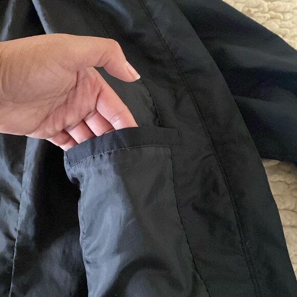 Lands’ End Black Long Sleeve Button Zip Hoodie Lightweight Spring Jacket Size M - Picture 10 of 16